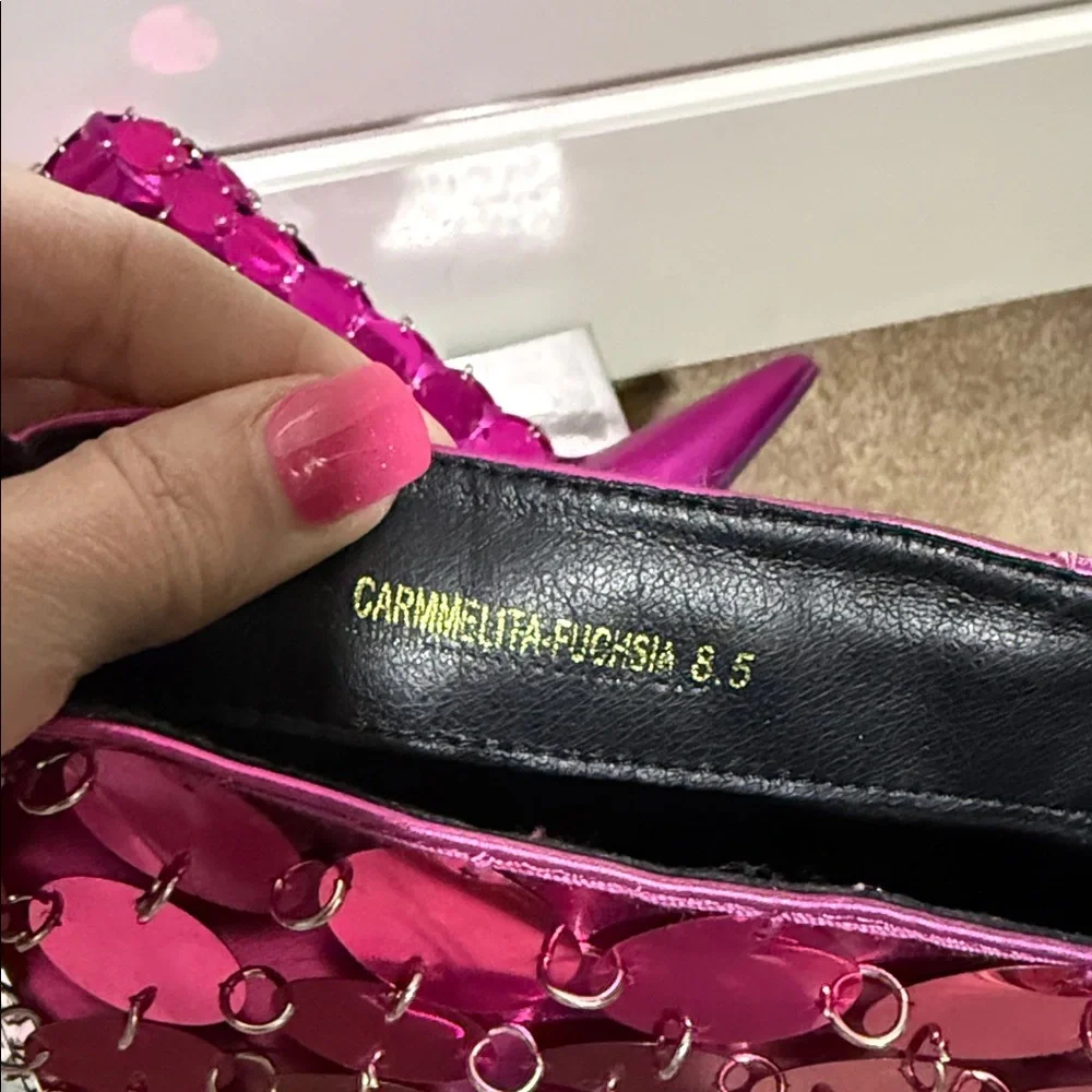 Fuchsia Sequin Heeled Boots - Picture 4 of 14